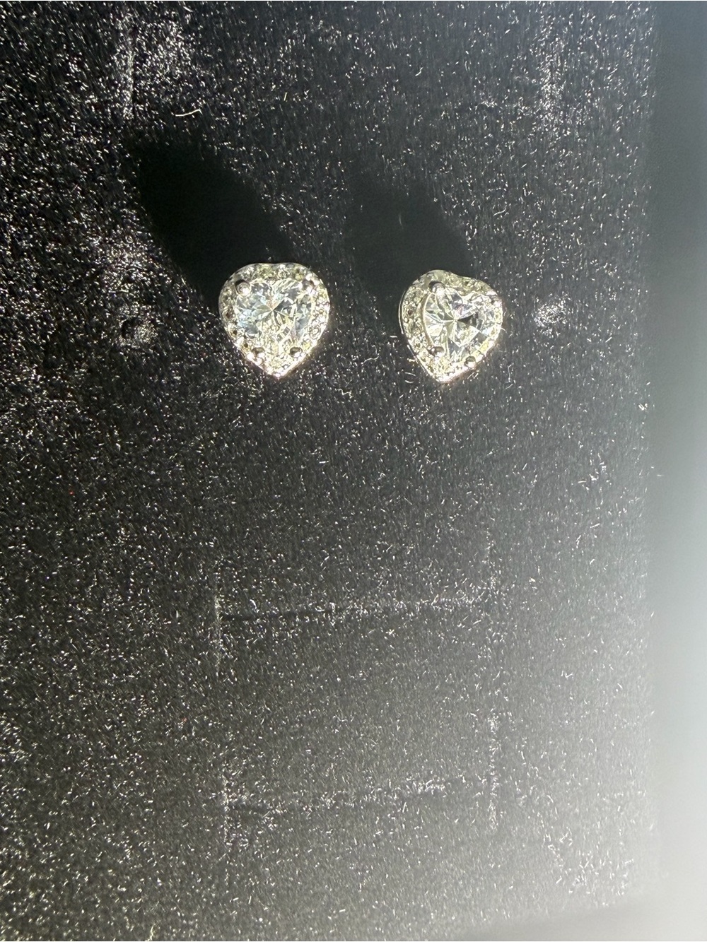 Classic Heart Halo Stud Earrings - Silver Clear